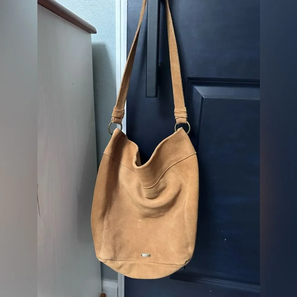 Elle and Jae Gypset Camel Color Suede Slouchy Hobo Bag